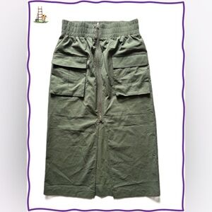 NWOT-Abercrombie&Fitch Olive Green Utility Midi Skirt